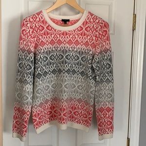 Talbots size small petite patterned lambs wool crew neck sweater classic